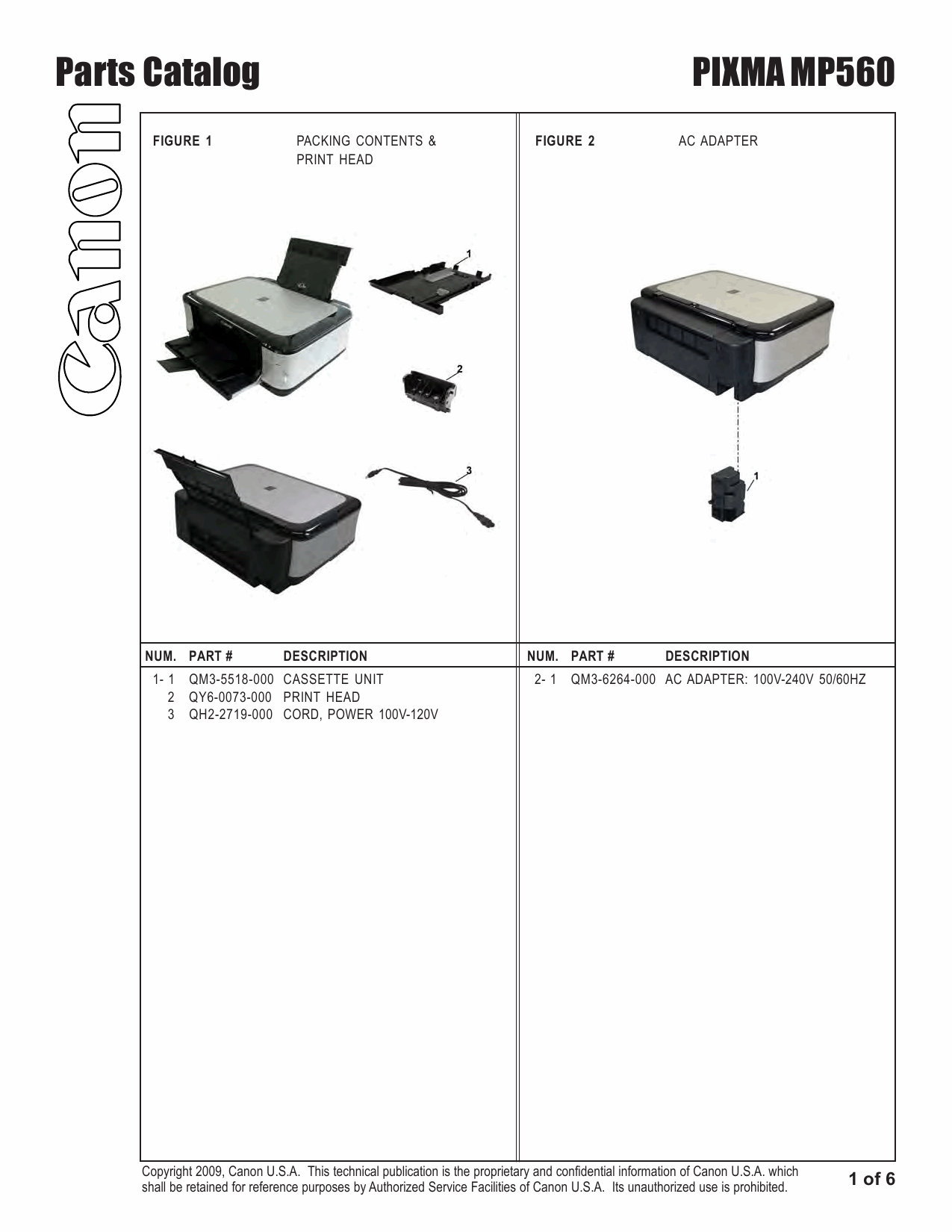 Canon PIXMA MP560 Parts Catalog Manual-2